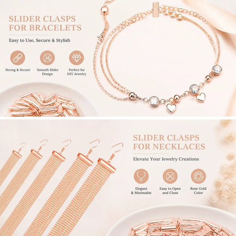 All Size Slider Clasp Jewelry Making Kit In Rose Gold For Dope Beading And Bead Loom Projects bracelet and necklace clasps