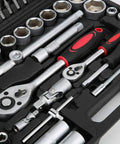 94 Piece Ratchet Wrench And Socket Tool Set Kit For Mechanics Chrome Steel Durable Pro Grade in black case