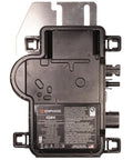 Top Shelf Micro Inverter With Standard Mc4 Connectors Designed For 320 To 540 Watt Solar Panels Running On Smooth Grid Forming Battery Setup And Slick App Dashboard Checks Every Day, black enclosure with integrated connectors.