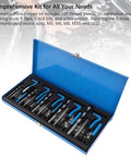 Thread Repair Kit 131Pcs Set with metric wire inserts, taps, drills, and wrench in blue storage box for M5 M6 M8 M10 repairs