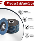 Stack of 100 Pack 4-1/2 Inch 7/8 Inch Flap Discs 40 60 80 120 Grit Zirconia Type 29 Grinding Discs with product advantages