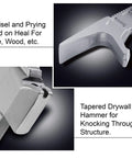 Close-up of 15 Inch All In One Demolition Tool with prying end and tapered drywall hammer head for tile and wood