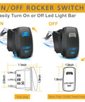 Diagram of on off rocker switch for One Lead Wiring Harness For LED Light Bar And Fog Lights 12V Universal Kit with dimensions