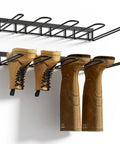 Two Pack Wall Mounted Boot Rack For Tall Boots And Cowboy Boots, Industrial Metal Shoe Organizer With Inverted Hanger Drying Method To Prevent Wrinkles, No Floor Clutter, Space Saving Entryway And Garage Boot Trays, Black