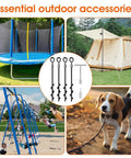 Beefy Heavy Duty Screw In Ground Anchors for trampolines, tents, swing sets; anti rust, includes T wrench and drill socket