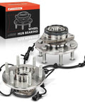 Front Wheel Bearing And Hub Assembly Set For 6 Lug Trucks Compatible With 1999 To 2007 Silverado 1500 Suburban Tahoe Yukon Escalade 4x4 AWD Chevy GMC Cadillac 2 Pack, showing packaged and unpackaged bearings.