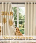 Heavy Duty Black Wrap Around Curtain Rod Set, Adjustable 66 To 120 Inch, Room Darkening Matte Black Drape Rod With French Return in living room
