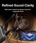 4 In 1 Wireless Lavalier Headset Microphone System With Dual UHF Transmitters, refined sound clarity with cardioid mic close-up