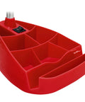 Red base of Pink Gooseneck Desk Lamp With Tablet Stand And Book Holder showing 8 compartments and easy rocker switch
