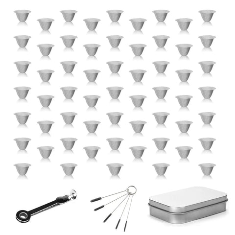 60 Pieces Half Inch Stainless Steel Mesh Screens With Tapered Design Includes 3 In 1 Cleaning Tool Brush And Stainless Steel Storage Box
