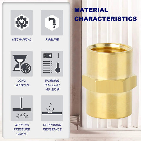 Half Inch NPT Brass Pipe Fitting Kit 12 Pack With Six Male Hex Nipples And Six Female Hex Couplings Thread Adapters For Plumbing Projects Built To Last Pro Grade Durable Corrosion Resistant DIY Ready, brass coupling