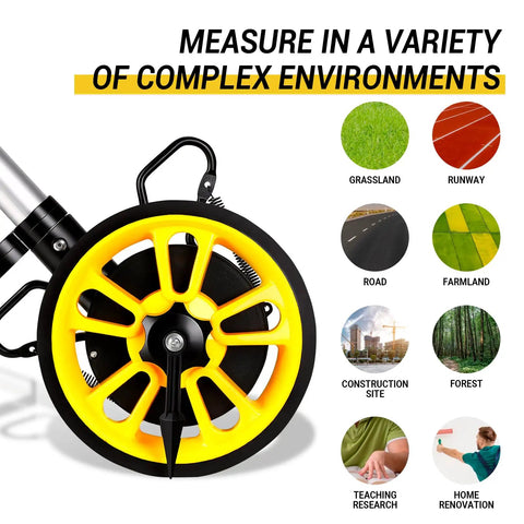 Heavy Duty Digital Measuring Wheel With 6 Inch Roller, Hella Precise Feet To Meters Toggle For Yard Surveying, Rock Solid Construction For Contractors, Includes Nifty Transport Bag And Auto Memory Lock