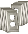 10 Pack Satin Nickel 1 Gang Zinc Alloy Duplex Wall Plate Grand Collection Metal Decorative Receptacle Outlet Cover Durable Solid Build