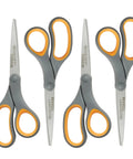 8 Inch Titanium Bonded Straight Scissors With Soft Grip Handle Gray And Yellow 4 Pack For Precision Cutting In Crafts, Sewing, And Office Tasks