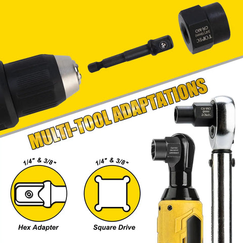 Multi-tool adaptations including hex adapter and square drive for Beast 35 Piece Bolt Extractor Kit For Removing Damaged Rusted Frozen Or Rounded Off Bolts Nuts And Screws Includes Impact Remover Sockets Heavy Duty Chrome Molybdenum Steel Construction For Cars Trucks And Machinery.