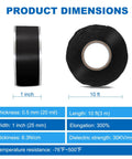 Self-Fusing Silicone Tape 1in x 10ft No Mess No Glue Needed Heavy Duty Leak Proof Sealing Tape dimensions and specifications