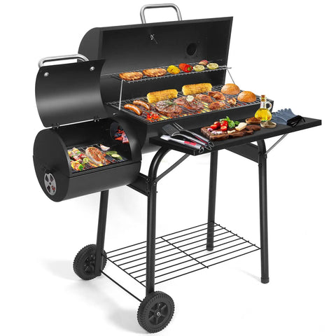 Charcoal Grill Offset Smoker With Built In Thermometer And Adjustable Air Vents For Grillin Precision Spacious Dual Level Cooking Area