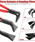 Three Piece Sheet Metal Hand Seamer Set With Straight 45 Degree And 90 Degree Jaws For Precise Bending And Flattening Pliers