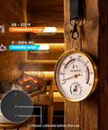 2 In 1 Sauna Thermometer And Hygrometer For Home Infrared Indoor Use Portable Steam Sauna Box Accessory Precision Temperature Gauge And Humidity Monitor Measures 68 To 212 Fahrenheit And 0 To 100 Percent Humidity, round gold wall-mounted sauna gauge