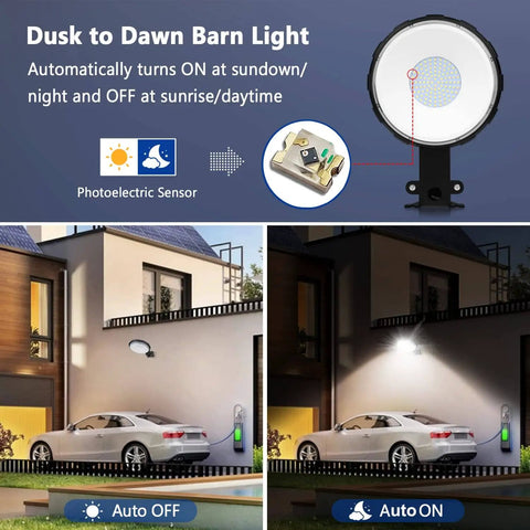 LED Barn Light Dusk To Dawn Outdoor Flood Light 100W 10000LM 5000K Daylight IP65 Waterproof illuminating house exterior