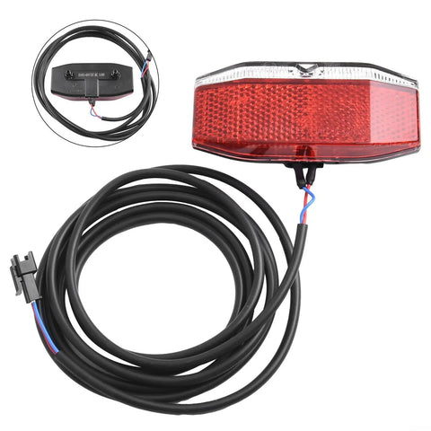 Ultra Bright Led E Bike Rear Light 6 To 48V Waterproof Tail Lamp With Massive 180 Degree Beam Angle For Night Riding And High Visibility Safety On Any E Bike Or Electric Bicycle Outfit. red ABS rear light with 170cm wire