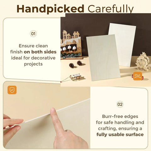 12 Pack Basswood Sheets 12 By 20 By 0.125 Inch 3mm For Laser Cutting And Engraving, showing smooth finish and safe edges.