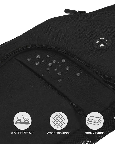 Close-up of Waterproof Sling Bag For Travel And Hiking Convertible Crossbody Chest Bag showing waterproof fabric details.