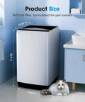Hassle Free Portable Top Load Washing Machine With 15.7 Lbs Capacity and Fully Automatic Controls in bathroom setting.