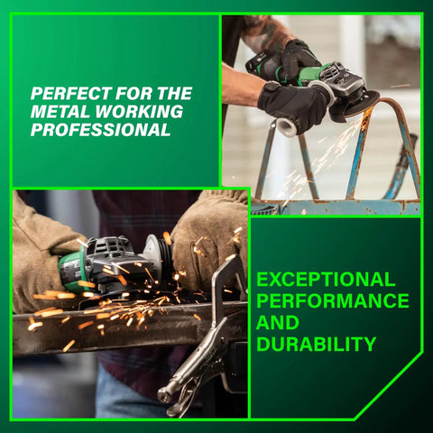Cordless 4-1/2 Inch Paddle Switch Angle Grinder With A Beast 750W Brushless Motor, 8000 RPM, shown grinding metal