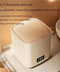 Hassle Free 7L Portable Washer Dryer, Compact Tabletop Mini Spin Cycle Laundry Game Changer For Delicates, Baby Clothes, And Quick Loads With One Touch Auto Settings And Whisper Quiet Flow on a countertop.