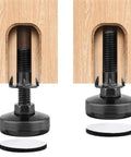 Heavy Duty Furniture Levelers 10 Piece Set Adjustable Leg Levelers with metal frame installed on wood surface