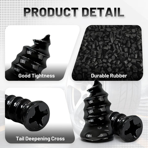60 Piece Tire Repair Kit With Rubber Nails And Self Tapping Spiral Plugs For Tubeless Tires Emergency Puncture Fix Tools detail view