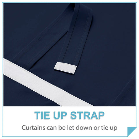 Self Sticky Blackout Curtain Panel For Windows And French Doors No Drill Easy Install Thermal Insulated Light Blocking shown with tie strap
