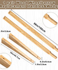 59 Inch Wood Wheelbarrow Handles Kit With Two Wedges, pre-drilled holes, seal coat finish, displayed with measurements.