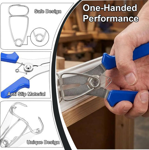 20 Piece Stainless Steel Miter Spring Clamps Kit With Spring Loaded Pliers for woodworking demonstration