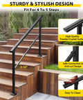 Zero Sweat Setup Adjustable Outdoor Step Railings For Porch And Stairs Adjusts From Zero To Thirty Degree Angles on wooden steps.
