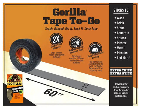 Mini Duct Tape To Go 1 Inch By 10 Yards Black Travel Size Pack Of 6 For On The Go Repairs With Heavy Duty Double Thick Adhesive