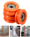 Four Piece Sliding Gate Roller Wheels With U Groove Small Pulley, Heavy Duty Steel Rollers For Smooth Sliding Doors Hardware Upgrade, Ideal For Barn Gates And Utility Sheds, Easy Install And Wobble Free Operation orange U-groove steel rollers