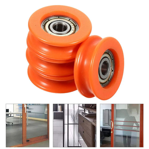 Four Piece Sliding Gate Roller Wheels With U Groove Small Pulley, Heavy Duty Steel Rollers For Smooth Sliding Doors Hardware Upgrade, Ideal For Barn Gates And Utility Sheds, Easy Install And Wobble Free Operation orange U-groove steel rollers