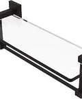 Montero Collection 16 Inch Vanity Towel Bar With Integrated Glass Shelf In Oil Rubbed Bronze, Wall Mounted, Solid Brass