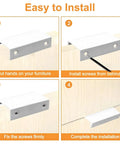 Installation guide for White Mini Finger Edge Pulls 8 Pack Concealed Drawer Handles Right Angle Aluminum Alloy Wardrobe Knobs
