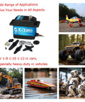 Beefy 45Kg High Torque RC Servo With 8.4V Coreless Motor for cars, crawlers, robots, and DIY projects, shown with various applications.