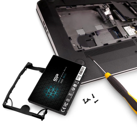 256GB 2.5 Inch SATA III SSD With 3D NAND A55 SLC Cache For Rocket Fast Boots Snappy Multitasking Ultrabook Ready Performance Upgrade Perfect For Gaming Rigs Creative Pros And Daily Drivers Seeking Longer Lifespan installed with laptop drive bracket and screwdriver