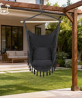 Hammock Hanging Chair With Two Cushions, Portable Caribbean Style Swing Seat For Outdoor And Indoor Use, 500 Lb Capacity