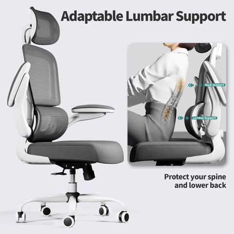 Ergonomic Home Office Chair With Mesh Back And Adjustable Lumbar Support Wheels Breathable Desk Chair for long hours sits side view