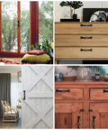 Vintage Black Metal Cabinet Pulls 6 Inch Drawer Knobs for Kitchen Cabinet Doors on various furniture styles.