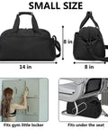 14 Inch Small Gym Bag For Women And Men, Mini Duffle For Travel And Sports, Lightweight Carry On, Water Resistant Polyester, 14x8x8 Inches, Black