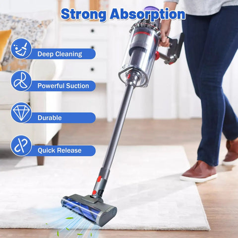 Cordless Vacuum Head Attachment For V7 To V15, Hassle-Free Anti-Tangle Motorhead With LED Light in use on carpet