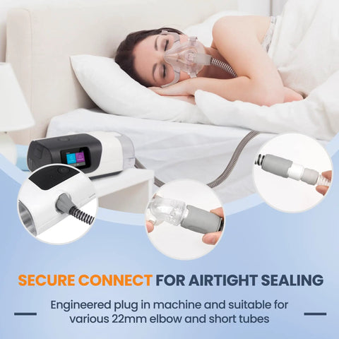 Woman using Climate Line CPAP Hose 6.5 Foot For 11 Series Machines Only Not For 10, featuring secure connections and customizable warmth.