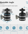 Universal Mini Ball Head Tripod Mount For Cameras One Quarter Inch Twenty Thread 360 Degree Rotation 90 Degree Tilt Silver